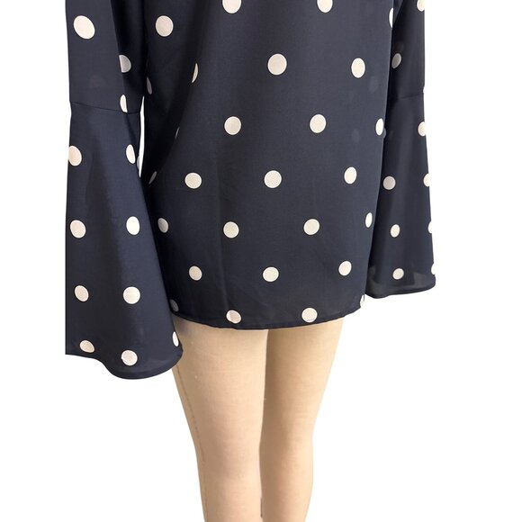Vintage Banana Republic Polka Dot V-Neck Bell Sleeve Blouse M - Picture 9 of 12